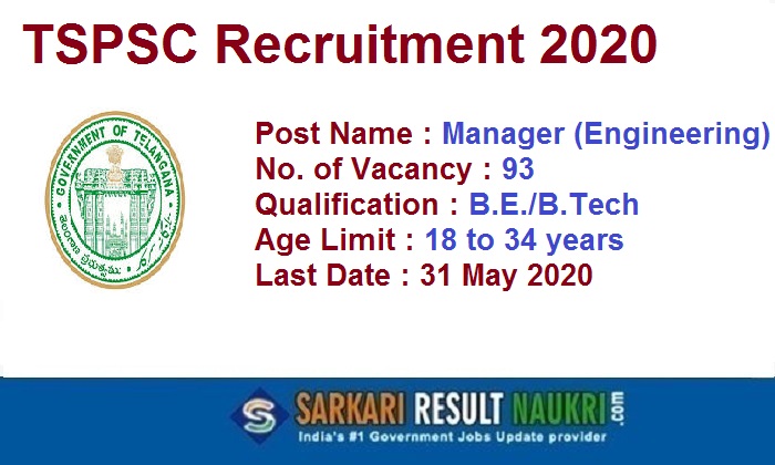 TSPSC Manager Recruitment 2020