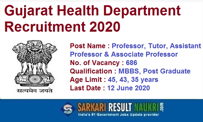 Gujarat Health Medical Professional Recruitment 2020