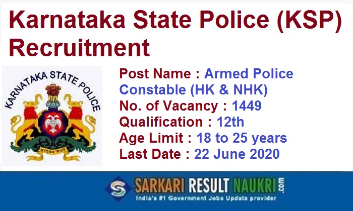 KSP Armed Police Constable Recruitment 2020