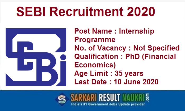 SEBI Internship Recruitment 2020