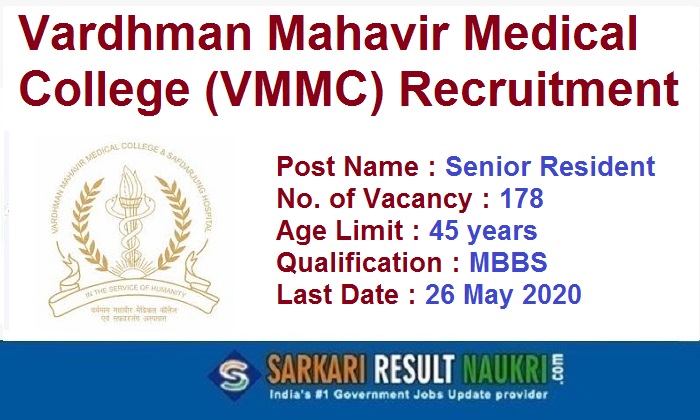 VMMC Senior Resident Recruitment 2020