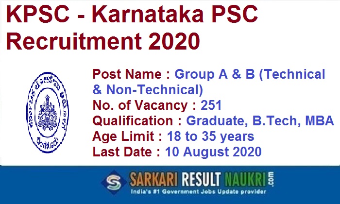 KPSC Group A & B Recruitment 2020