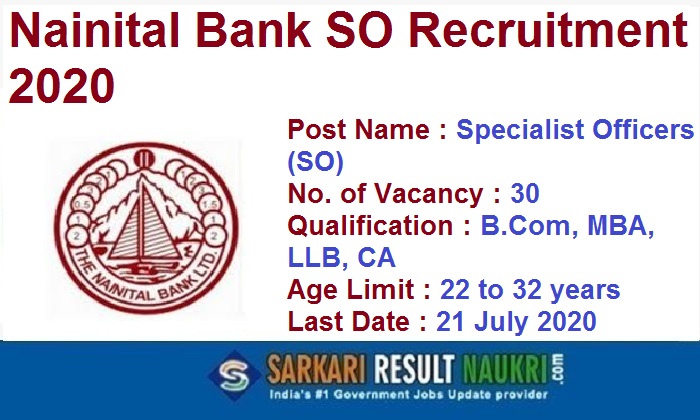 Nainital Bank SO Recruitment 2020