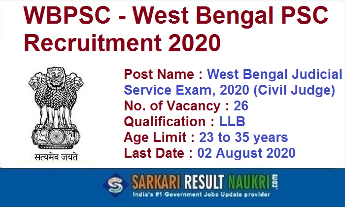 WBPSC Civil Judge Recruitment 2020