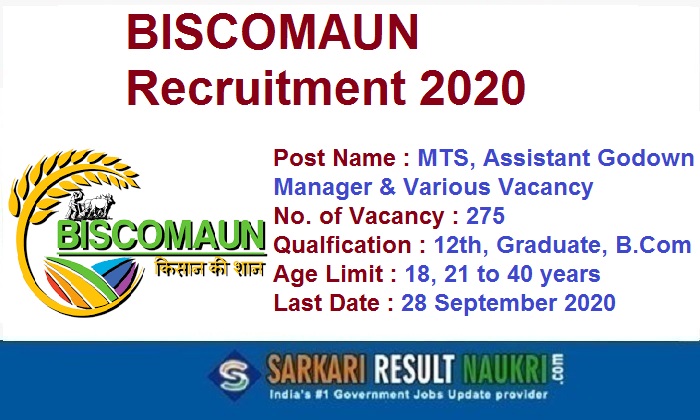 BISCOMAUN MTS Recruitment 2020
