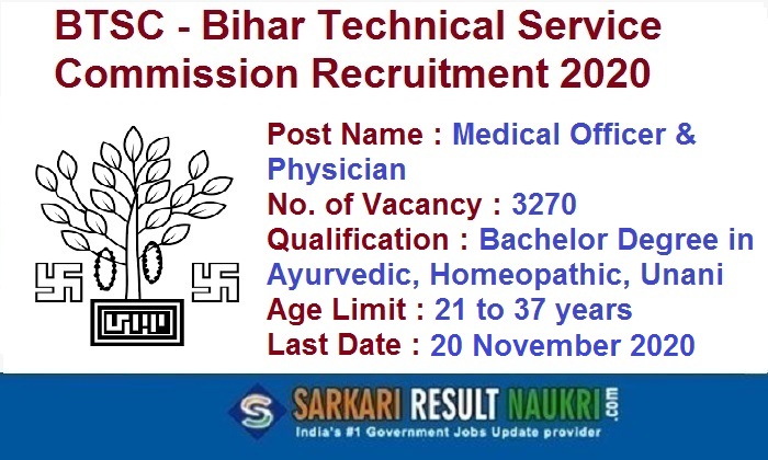 BTSC Medical Officer Recruitment 2020